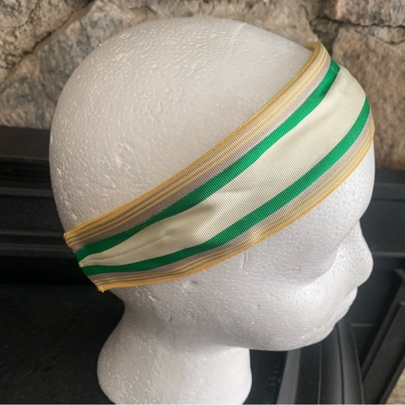 Juicy Couture Pam & Gela Striped Grosgrain Wide Headband Yellow Green White NWT main image 7